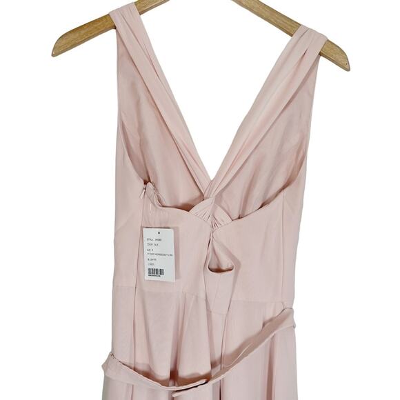 JENNY PACKHAM V-neck Cross Back Crystal Belt Blush Gown - Picture 6 of 14